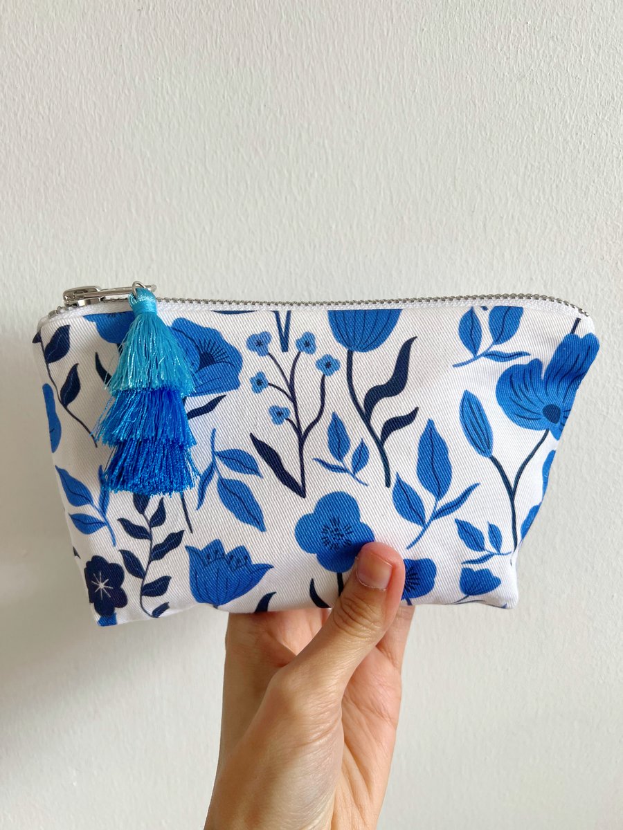 Blue Meadow Fields Make Up Bag