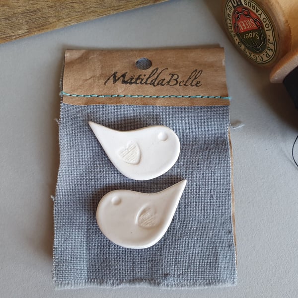 Handmade Bird Ceramic Buttons