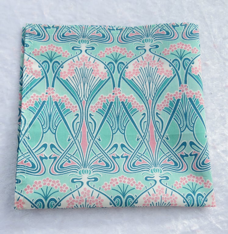 Gents handkerchief, made from Liberty Tana Lawn, pocket square, Ianthe
