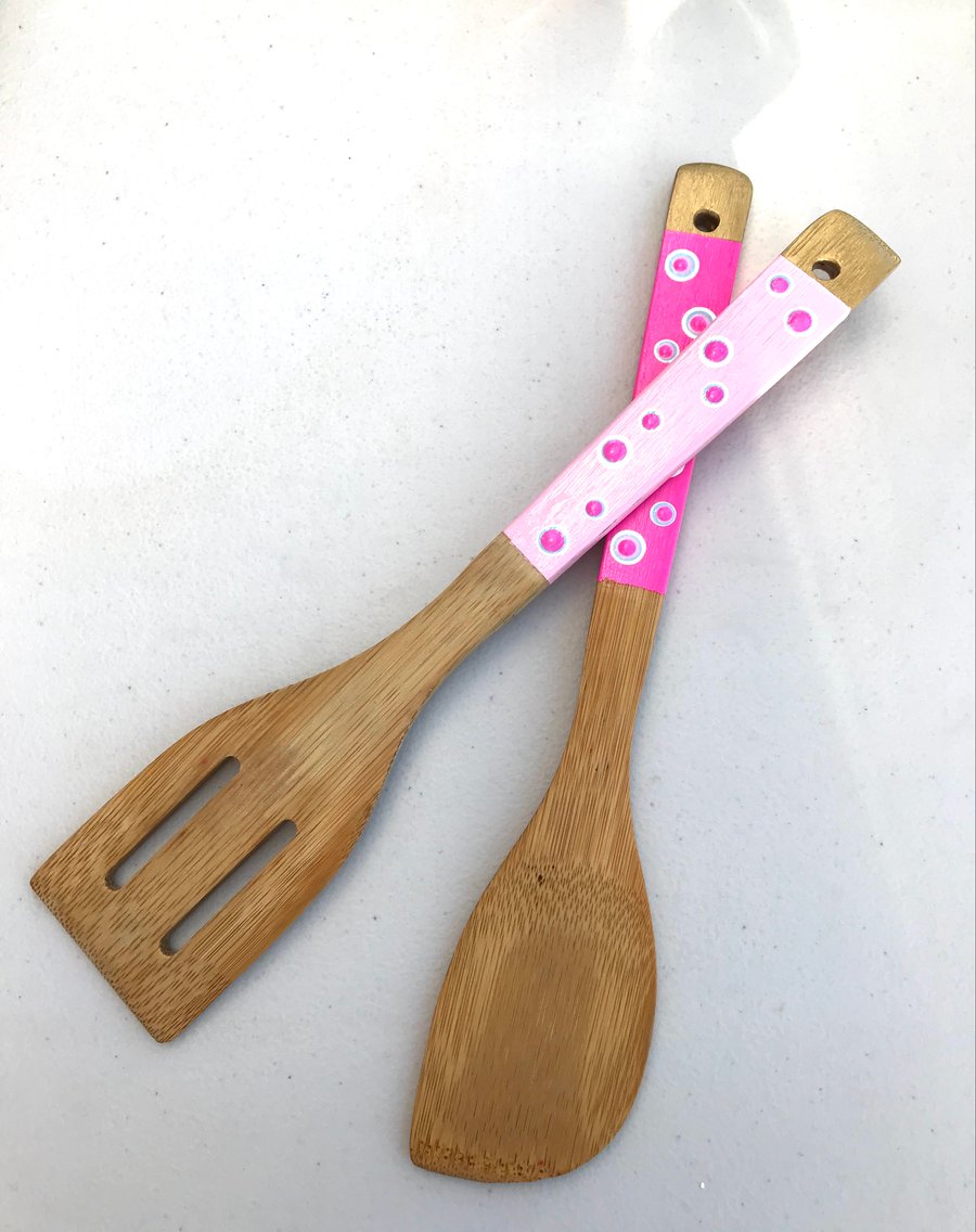 Hand painted Salad Servers