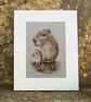 Capybara Original Coloured Pencil Drawing - Image 1