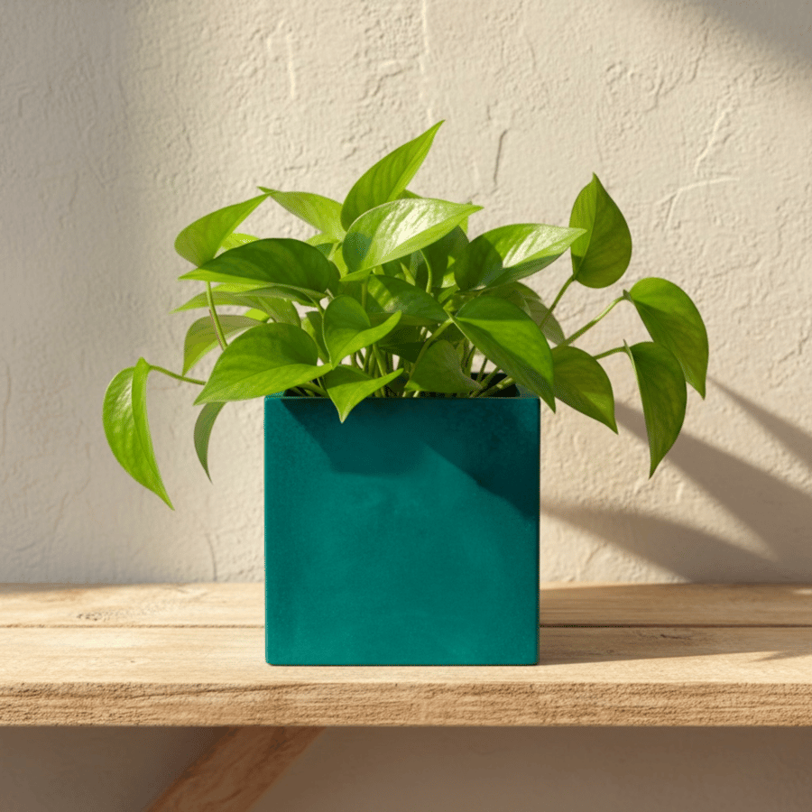 Persian Green Plant Pot Cube - 10cm Unique Square Turquoise Planter 