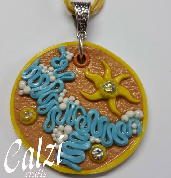 Sea Themed Polymer Clay Pendant