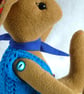 Lupin, a 16" fleece unjointed rabbit with neckerchief and knitted waistcoat. - Image 5