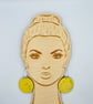 Bright yellow large wooden hooped dangly earrings - Image 6