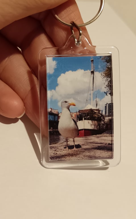 Seagull bird themed rectangular keyring 