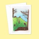 Hedgehogs Greeting Card - Cute Birthday Card with a Pencil Illustration