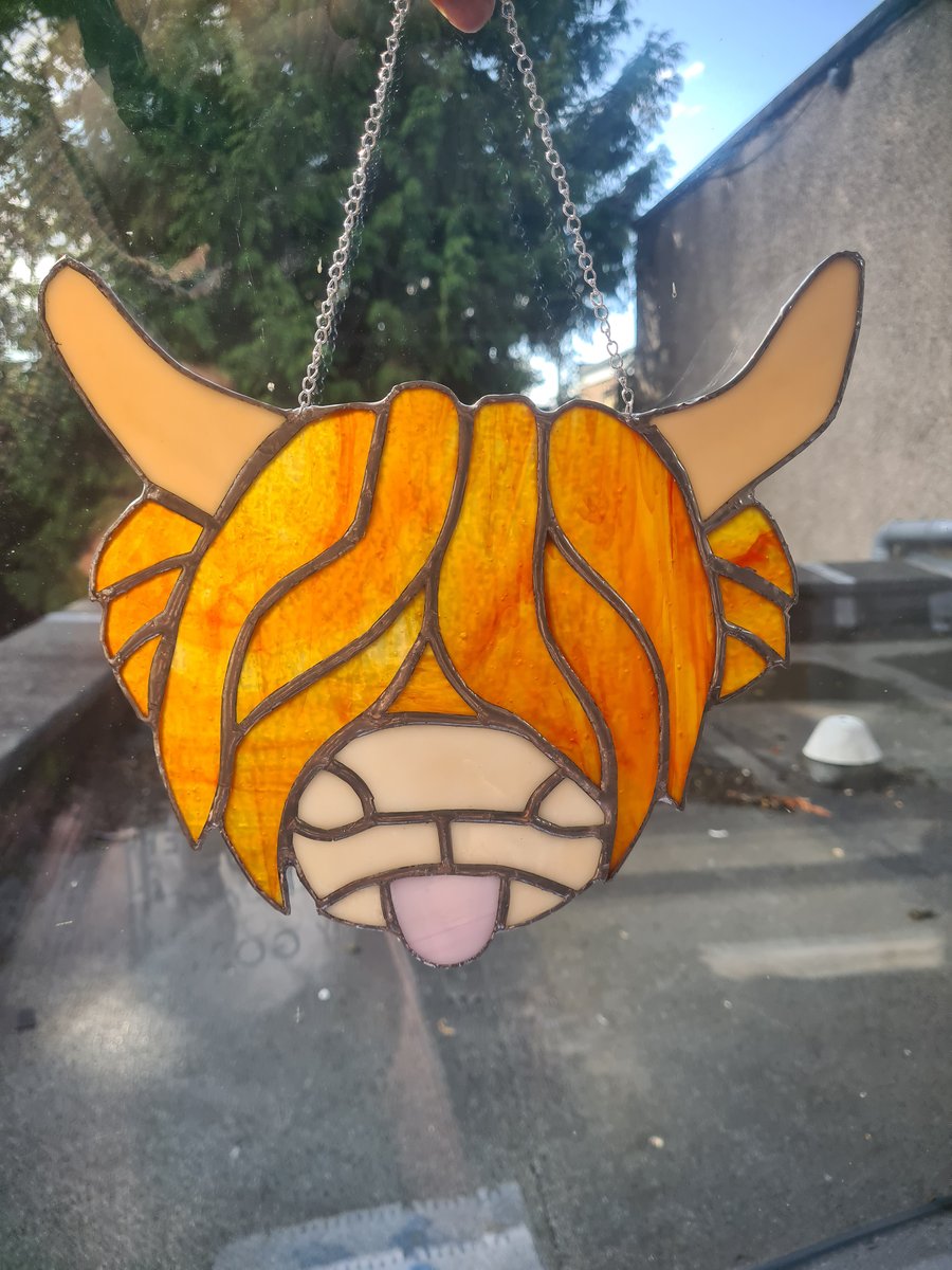 Stained Glass Highland Cow