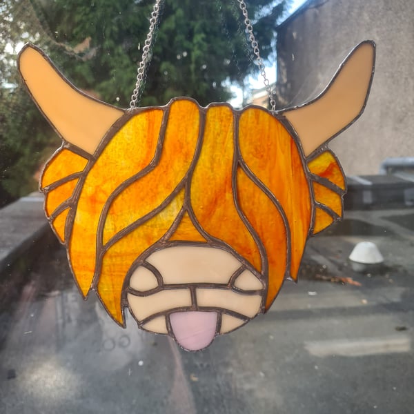 Stained Glass Highland Cow