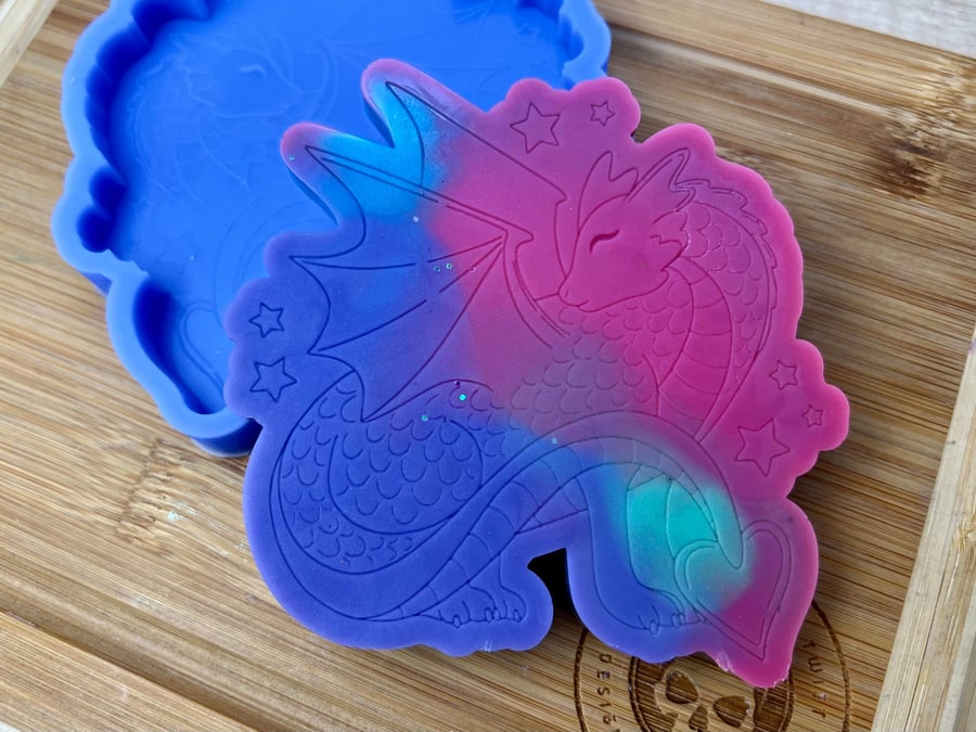 Large Sleepy Dragon Wax Melt Silicone Mold for Wax. Dragon Wax Melt Silicone Mou