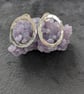 Oval Frame Hammered Sterling Silver Stud Earrings - Image 5