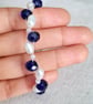 Blue Glass Bracelet, Sterling Silver Pearl Jewellery, Freshwater Pearl Bracelet - Image 4