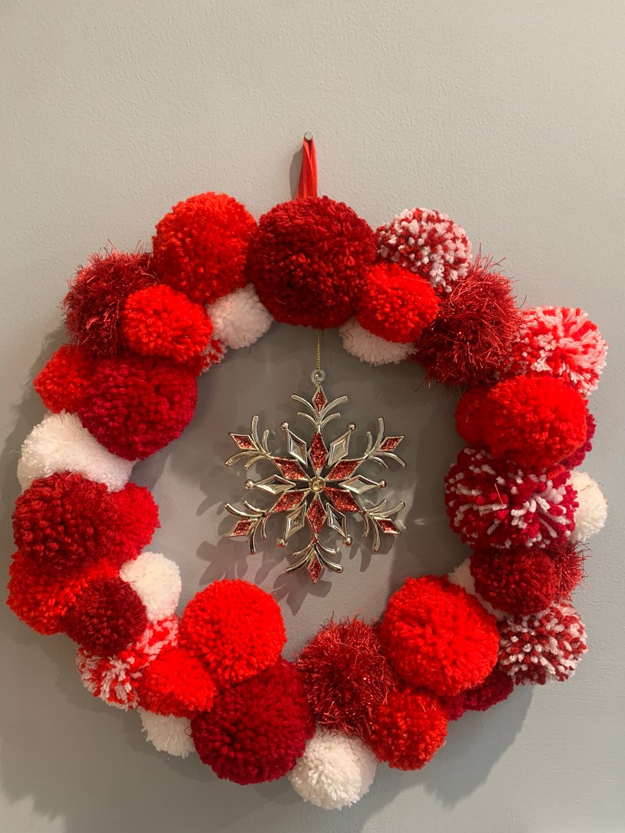 Festive Pom Pom Wreath