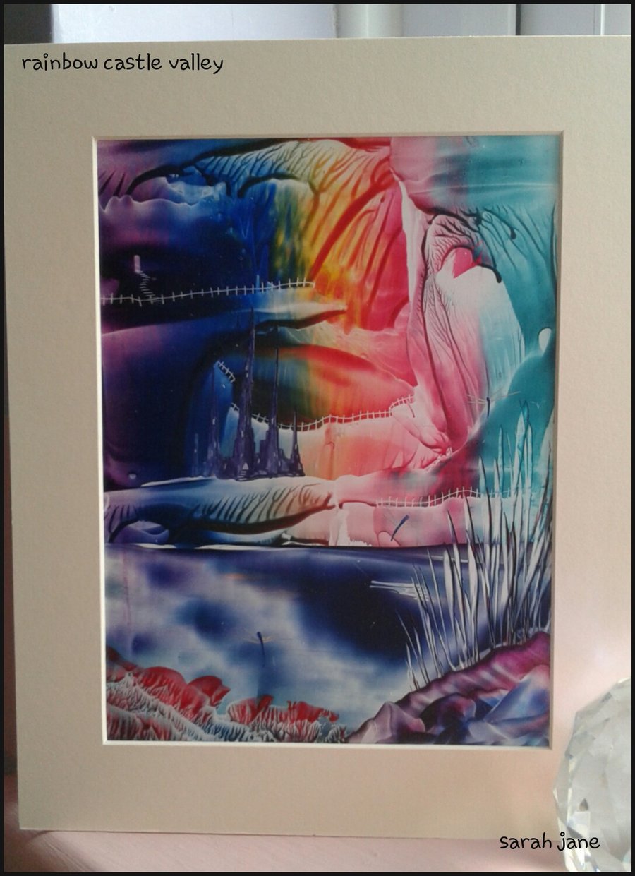 Rainbow Castle Valley Original encaustic art Painting