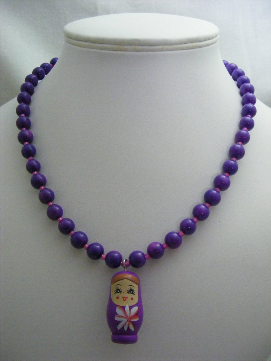 Purple Russian Doll Necklace