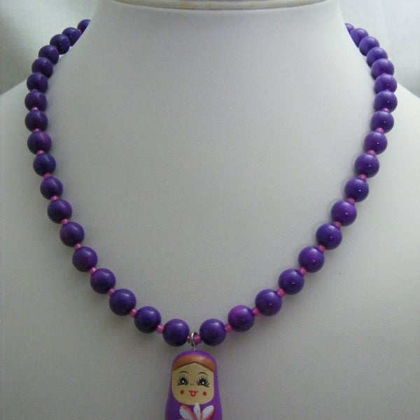 Purple Russian Doll Necklace
