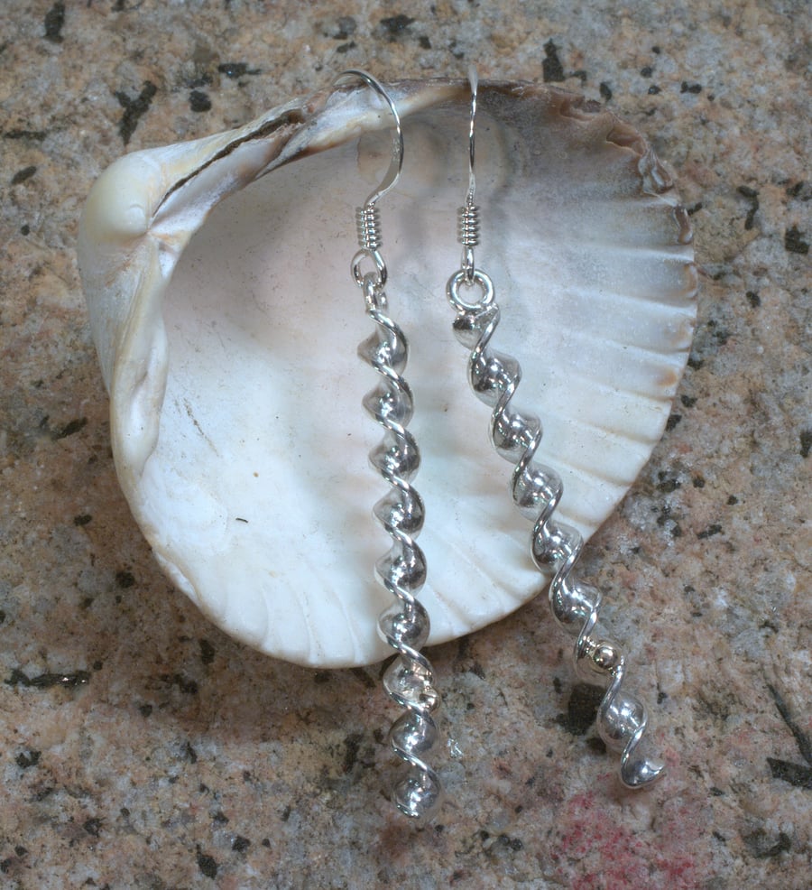 Silver and 9ct Helix Earrings Long