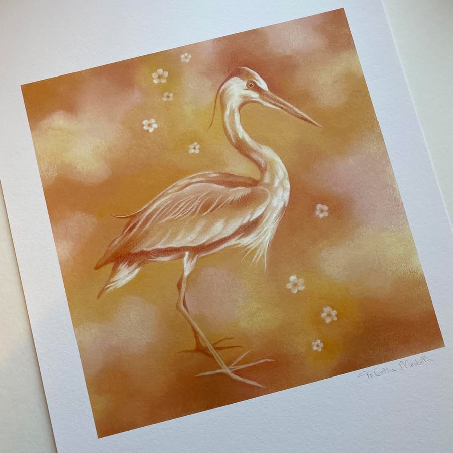 Perfectly Imperfect - Heron Art print, wildlife art. A 'second'.