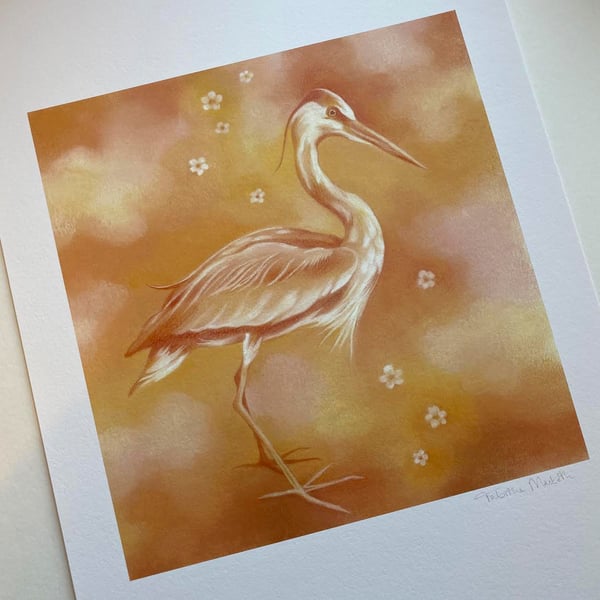 Perfectly Imperfect - Heron Art print, wildlife art. A 'second'.