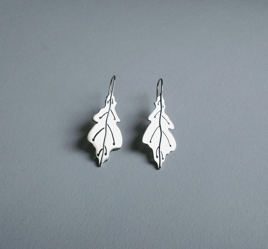 Sterling Silver Oak Leaf Earrings