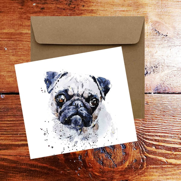 Pug Dog Square Greeting CardPug Christmas Card - Pug Dog card,Pug Dog card ,Pug 