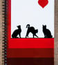 Cats Posing Heart Red Notebook A5 Spiral Bound Lined Wipe-Clean Acrylic Cover   - Image 5