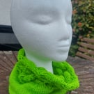 Green patterned cowl, feminine, gift for her