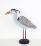 Grey heron ornament, hand painted wooden bird art, water bird decoration - Image 2
