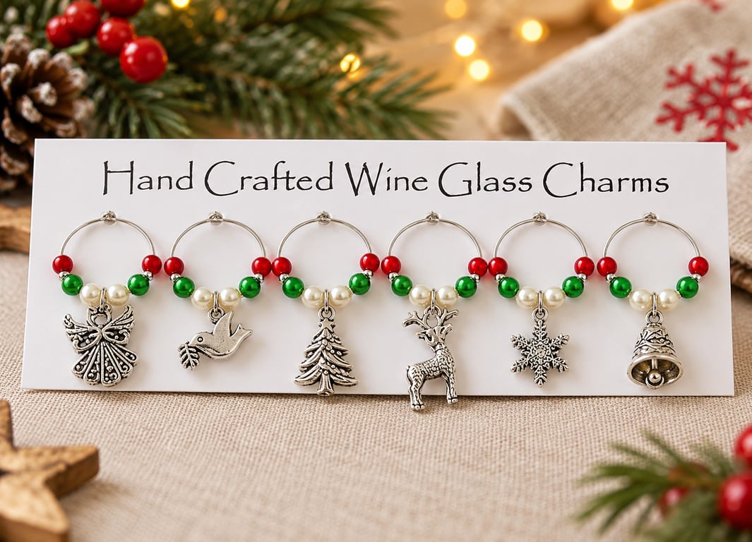 Traditional Christmas Wine Glass Charms – Set of 6