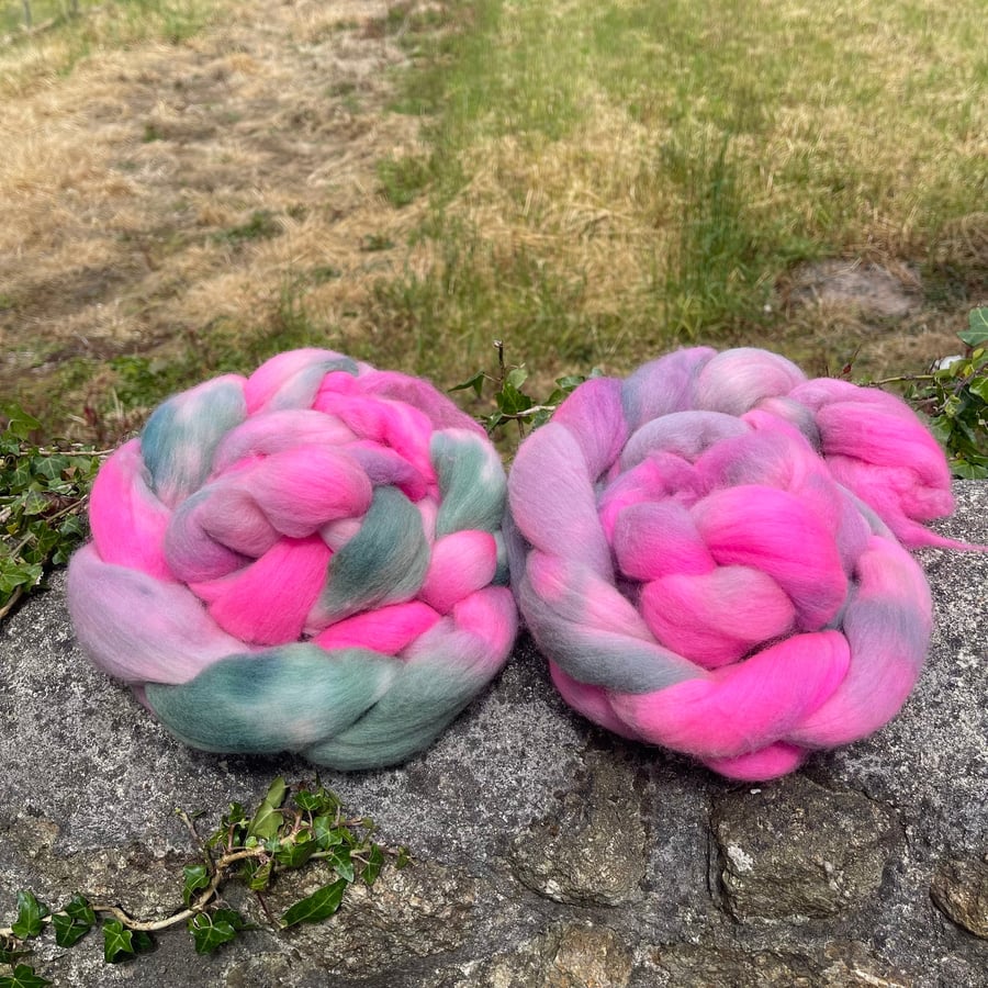 Hand Dyed Merino Spinning Fibre 100g Red Campion