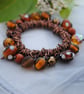 Sale-Mustard & Brown Copper Charm Srunchie Bracelet - Image 3