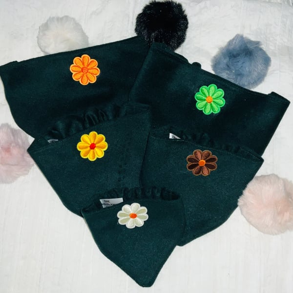 Dark Emerald Green Wool Scrunchie Dog Bandana