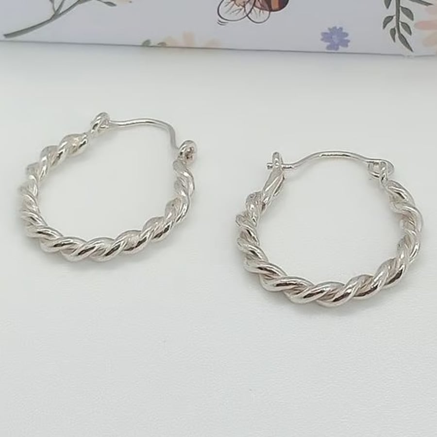 Twisted hoop earrings sterling silver hoop 
