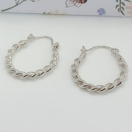 Twisted hoop earrings sterling silver hoop 