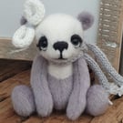 LILAC - 6 INCHES - OOAK Handmade Artist Bear Needle Felt Faux Fur Panda