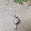Moon Owl Silver Pendant
