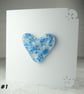 Handcrafted blue speckled heart fused glass blank card (1)