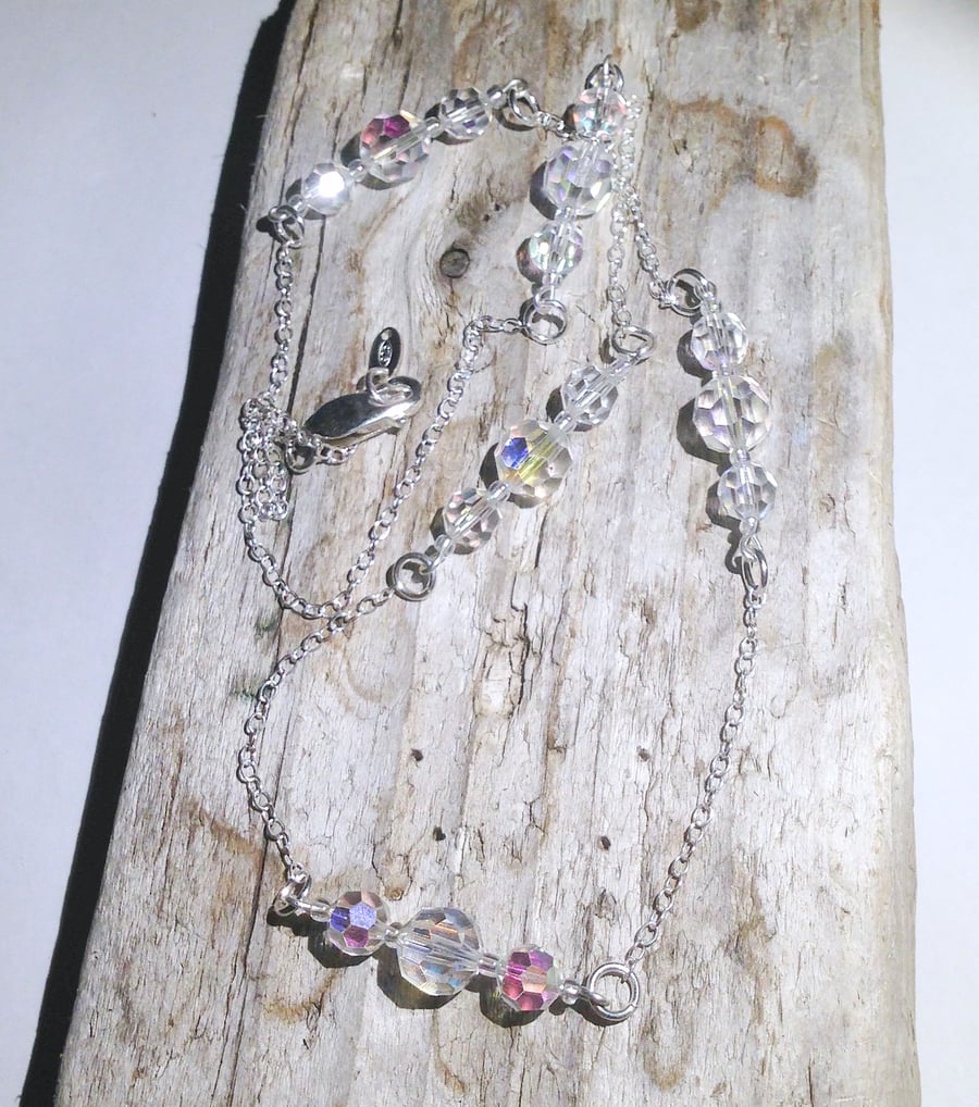 True Vintage Crystal Bead and Sterling Silver Necklace (NKCRCNFD1)- UK Free Post