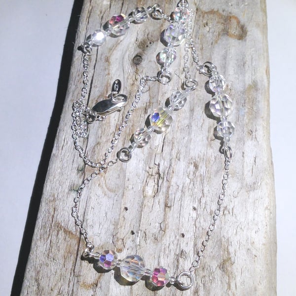 True Vintage Crystal Bead and Sterling Silver Necklace (NKCRCNFD1)- UK Free Post