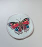 Handmade embroidered patch, sew on patch, embroidered Peacock butterfly patch - Image 2