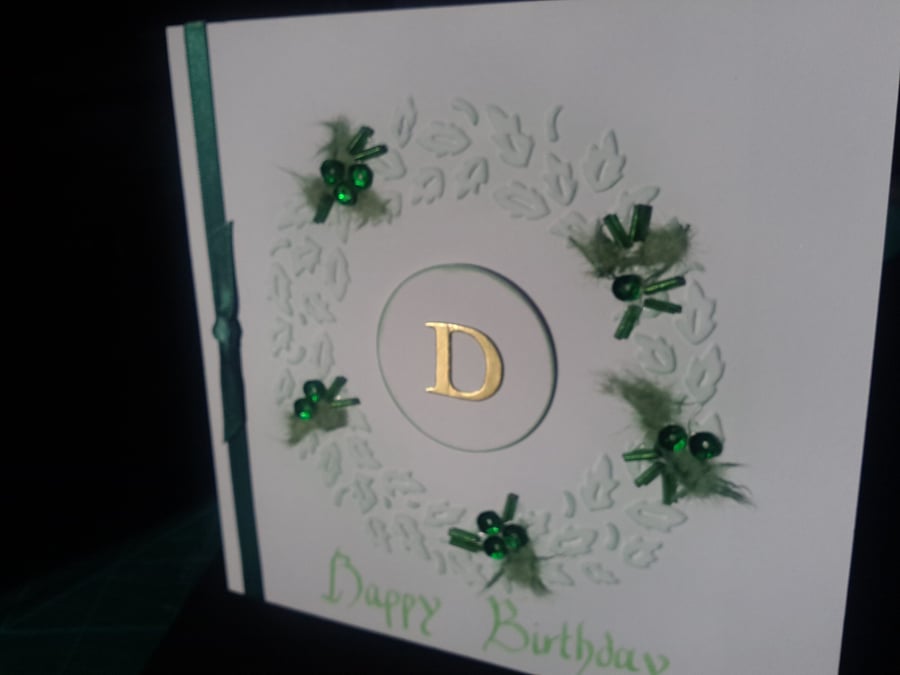 Circle of Leaves Birthday card personalised