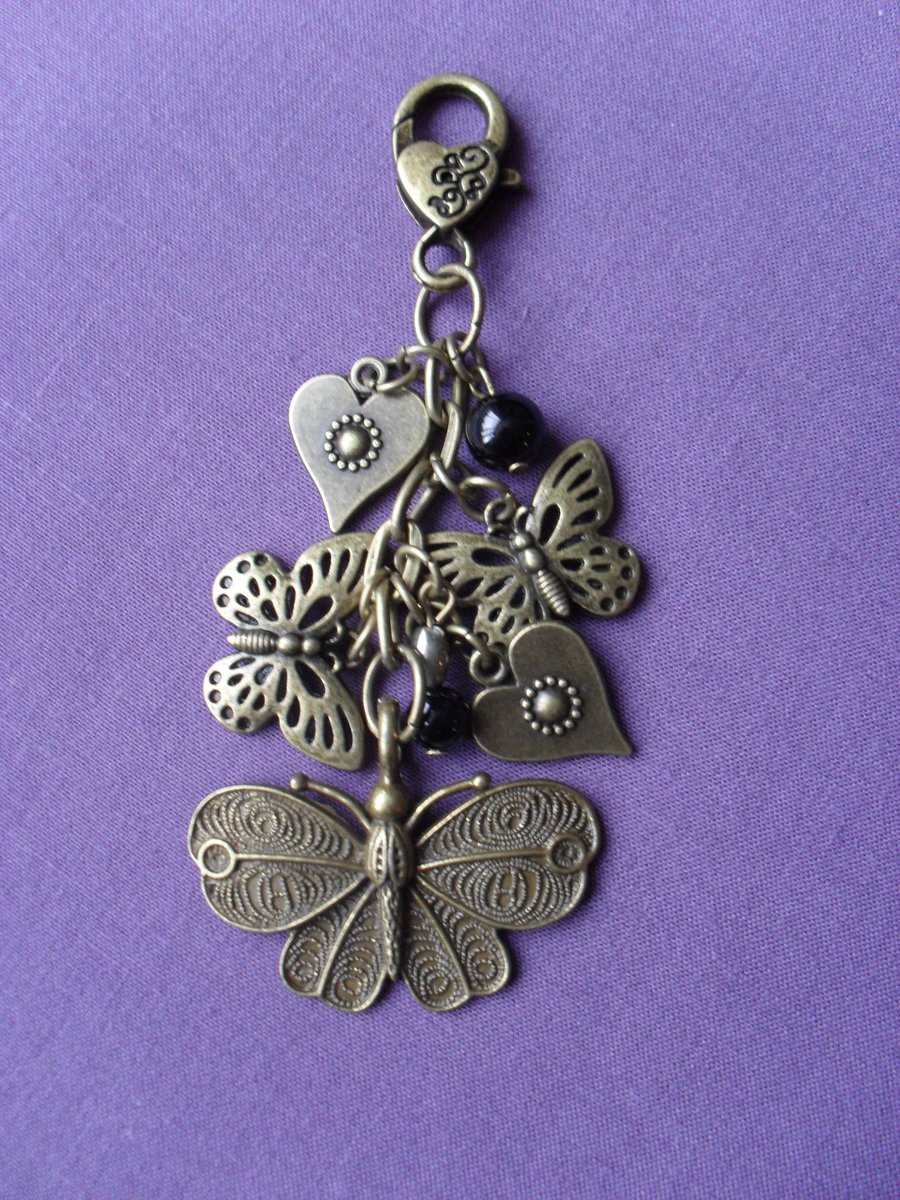 Bronze Butterfly Bag Charm