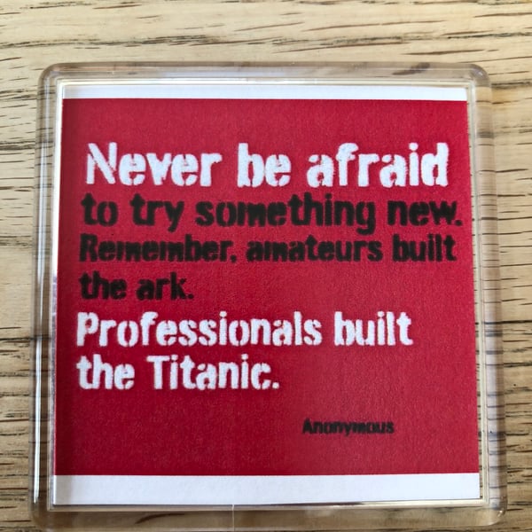 Try Something New And Don't Be Afraid Titanic Acryllic Decorative Fridge Magnet