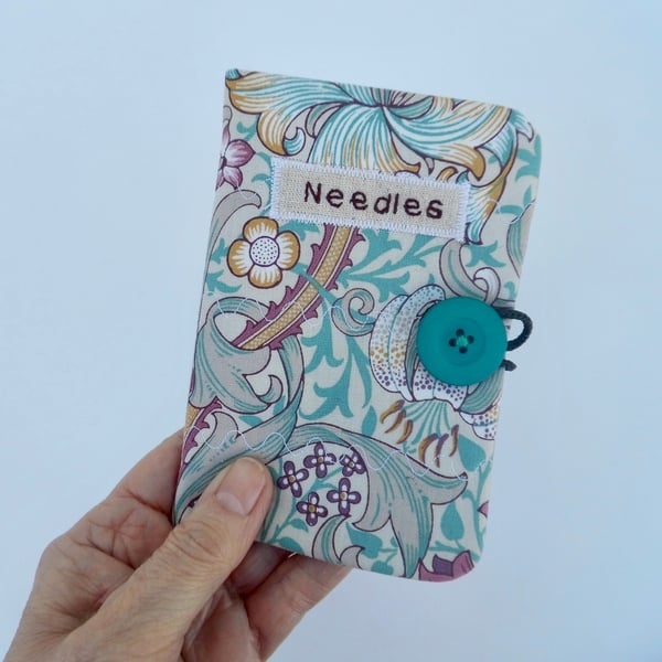 Sewing needle case in Golden Lily fabric