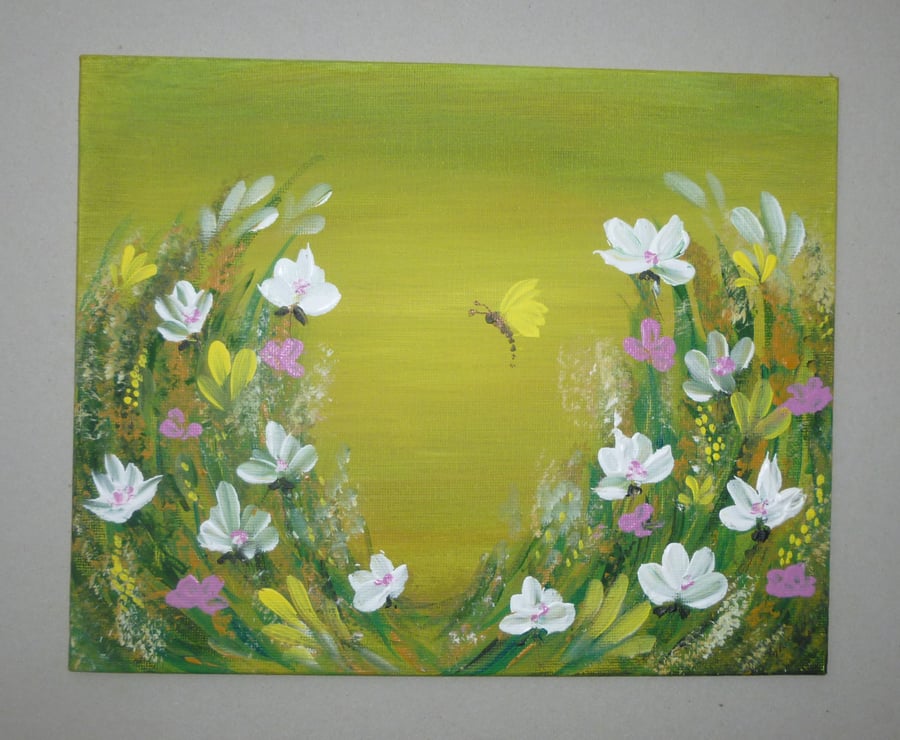 Original art floral butterfly painting ( ref FA 247 