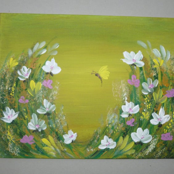 Original art floral butterfly painting ( ref FA 247 