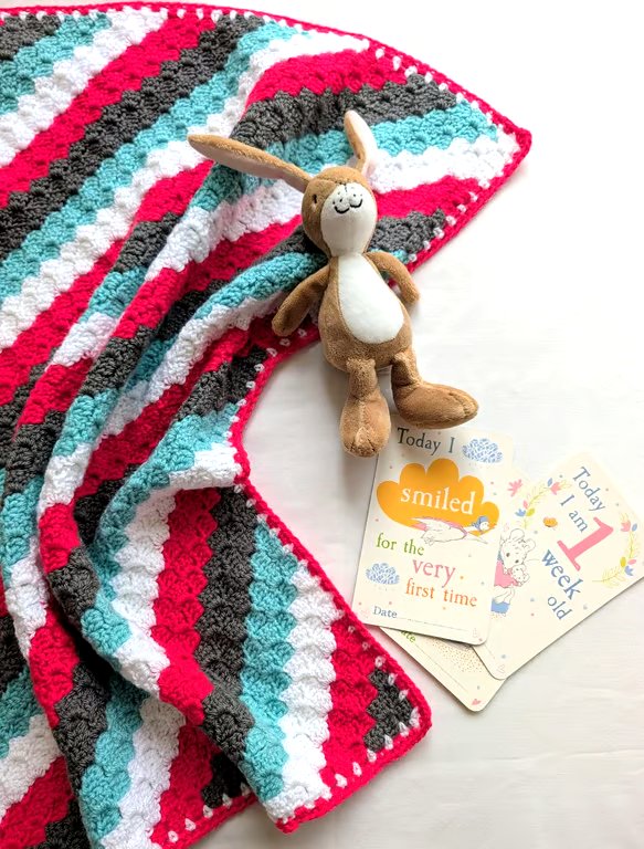 Vibrant crochet baby blanket 