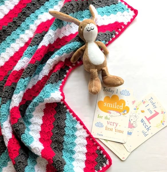 Vibrant crochet baby blanket 
