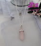 Rose Quartz & silver leaf layering chakra necklace - Image 1
