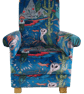 Emma Shipley Frontier Paradise Teal Velvet Fabric Adult Armchair Chair Eagles  - Image 1